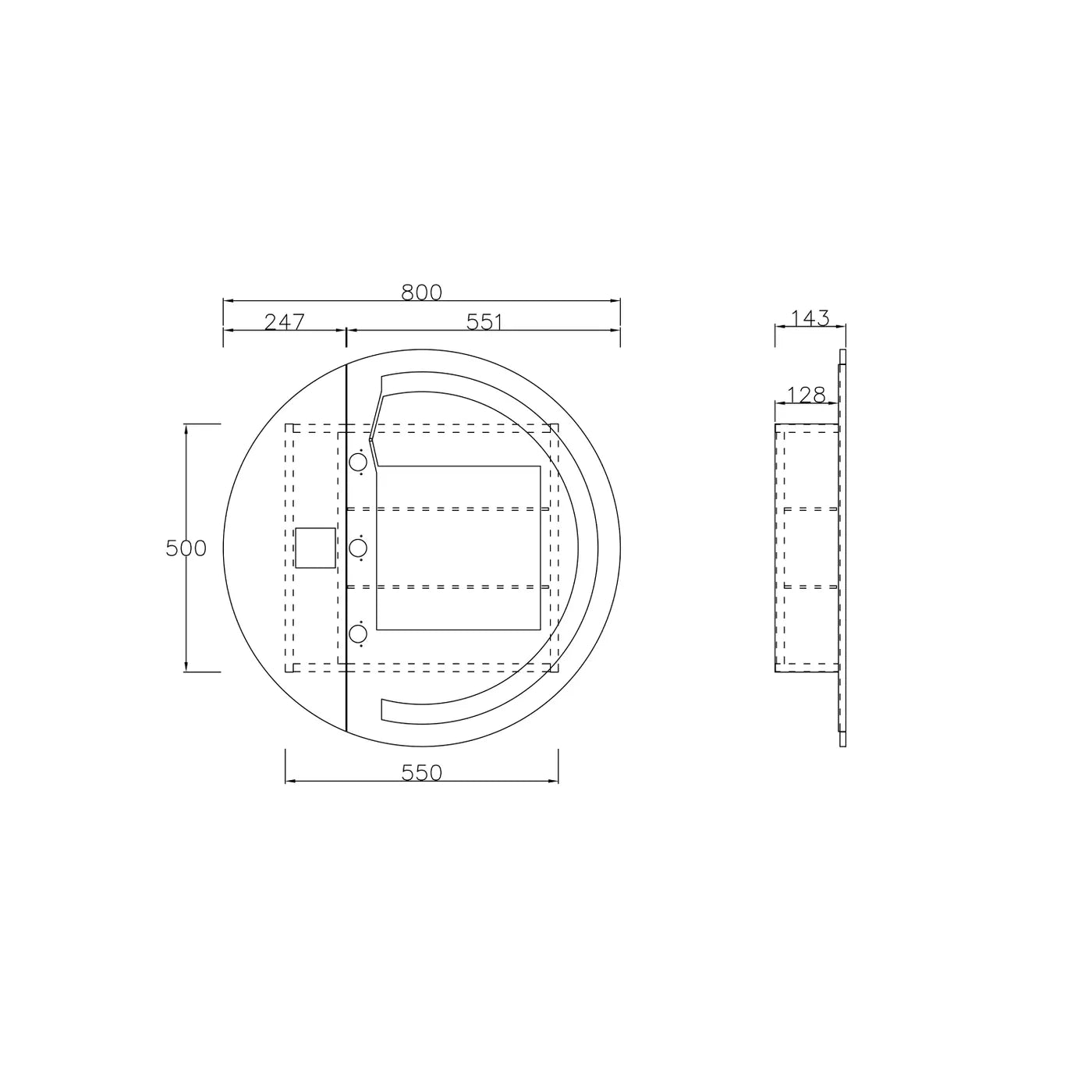 Alize Round LED Shaving Cabinet