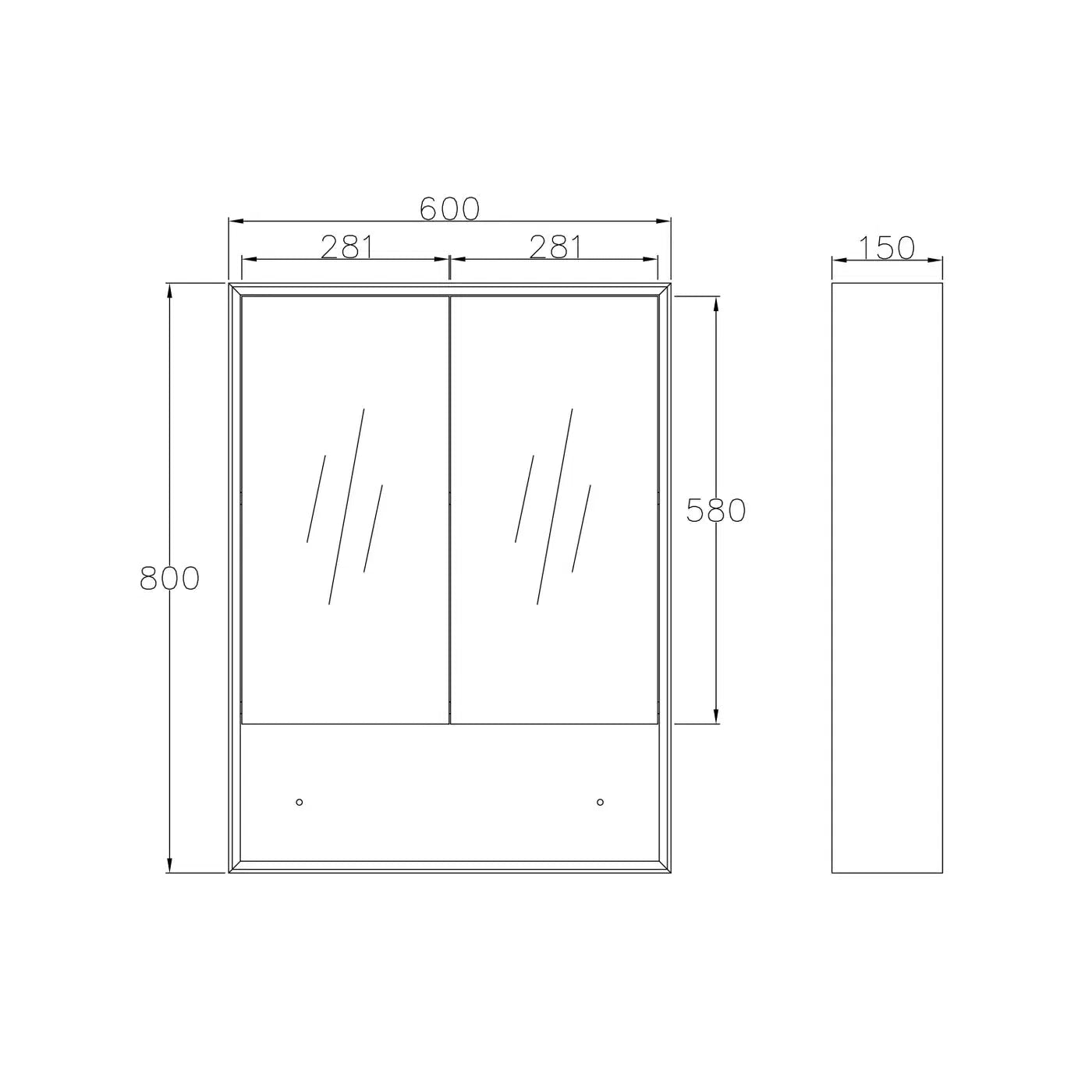 Apex 2 Door Black Shaving Cabinet