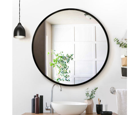 Classic Black Frame Round Mirror