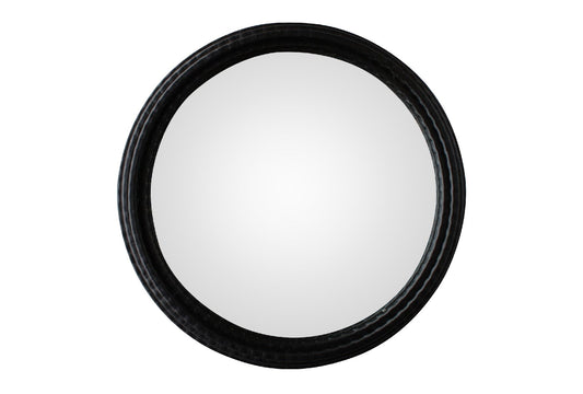 Black Rumbled Edge Round Mirror-Mirrors Direct