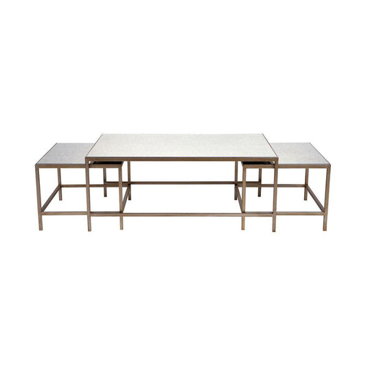 Cocktail Mirrored Nesting Coffee Table - Antique Gold