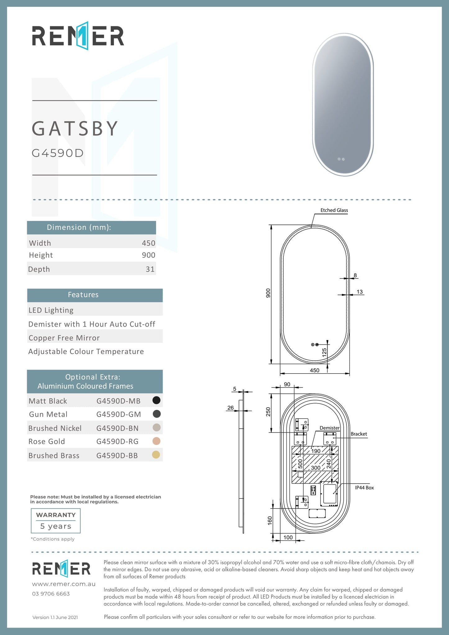 Remer Gatsby Backlit Bathroom Mirror