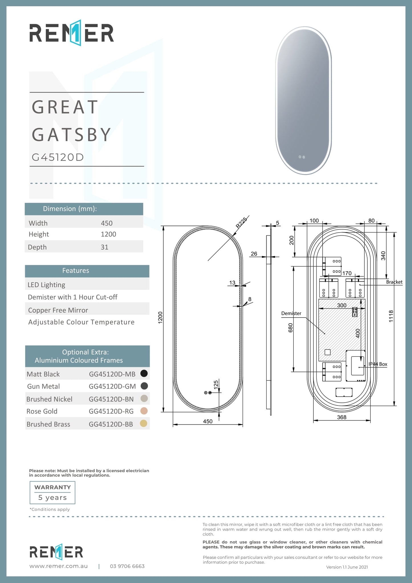 Remer Gatsby Backlit Bathroom Mirror