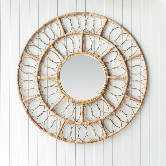 Kai Round Rattan Mirror-Mirrors Direct