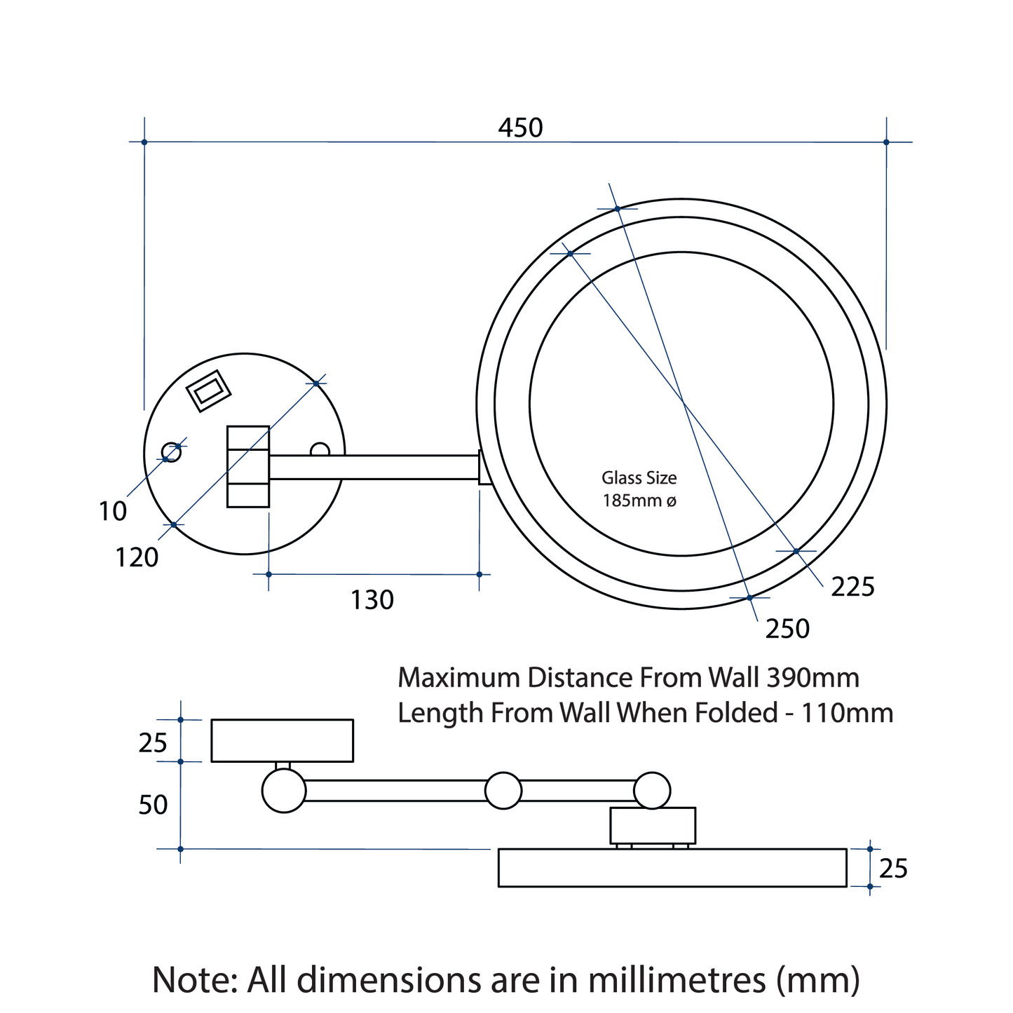 3x Magnification Mirror with Light L252CSMC Mirrors Direct