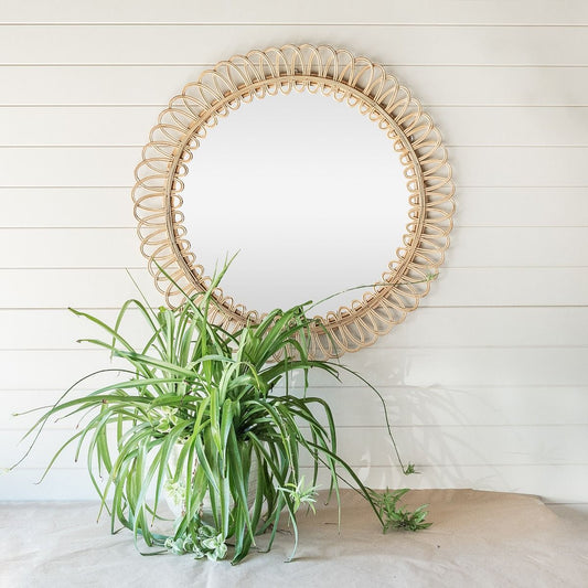 Looped Round Rattan Mirror-Mirrors Direct