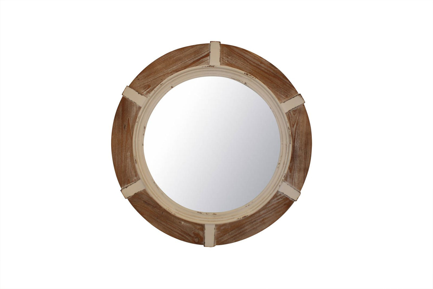 Maui Whitewash Round Timber Mirror-Mirrors Direct
