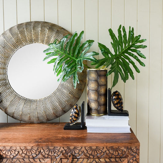 Mesh Edge Gold Round Mirror-Mirrors Direct