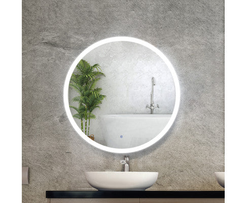 Estrid Round LED Bathroom Mirror with power plug