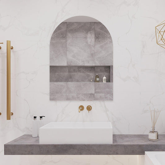 Polish Edge Arched Bathroom Mirror