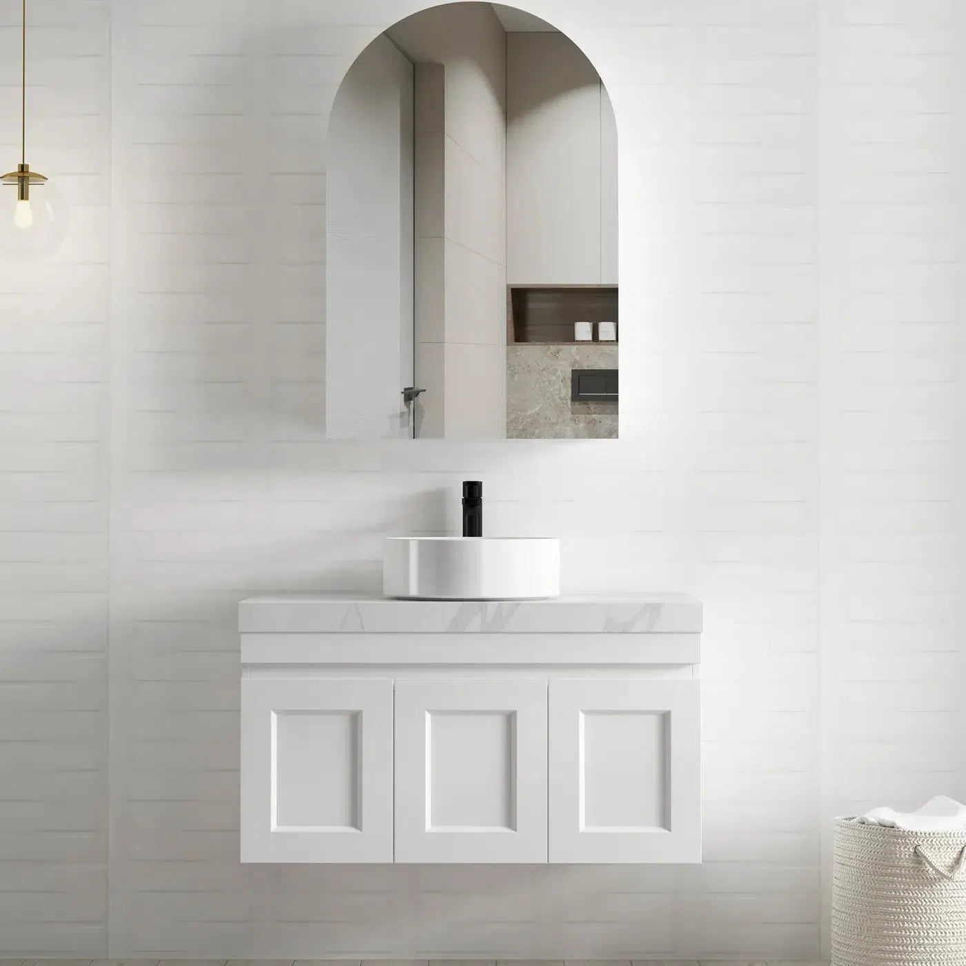 Rhodes Arched White Shaving Cabinet