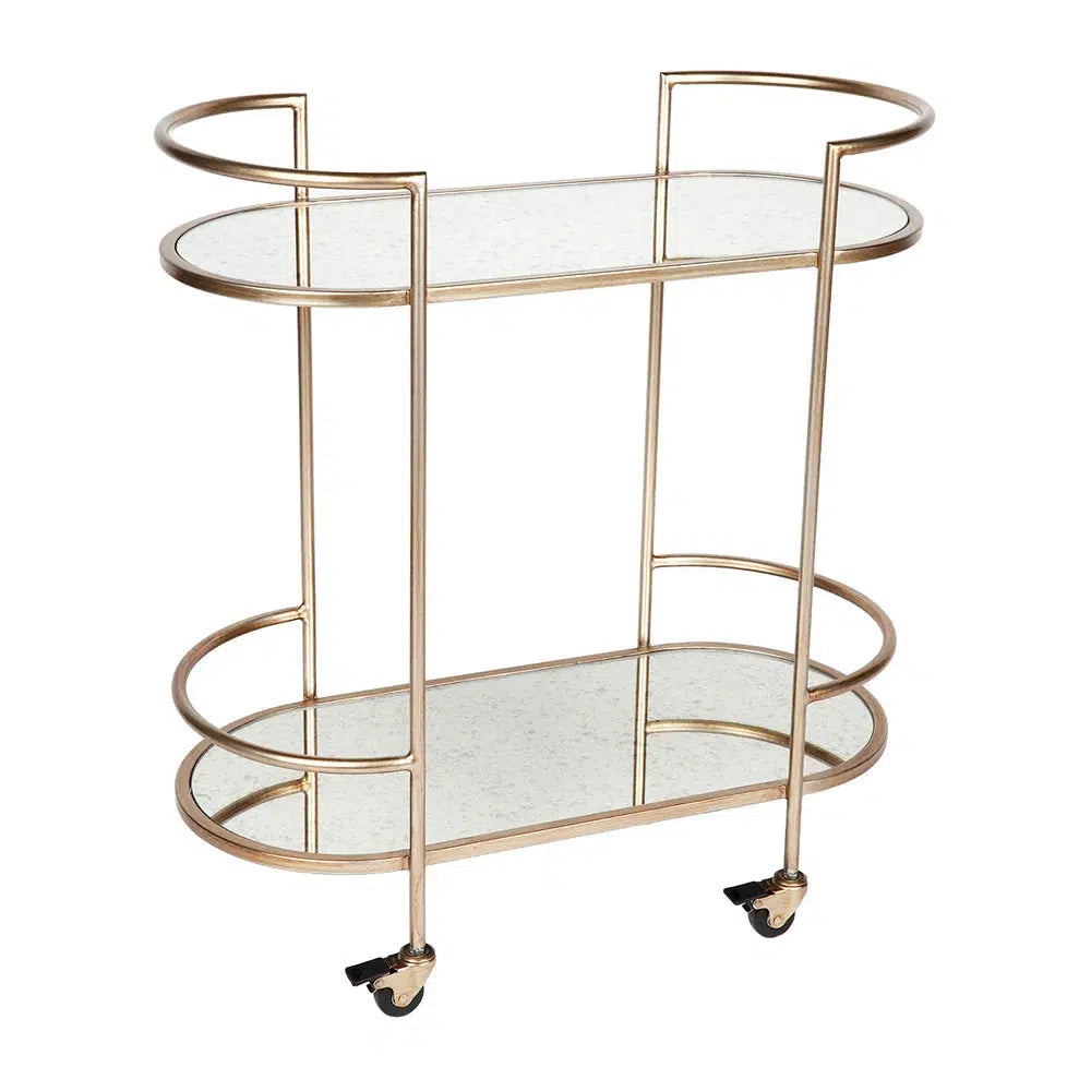 Southside Mirror Bar Cart - Antique Gold