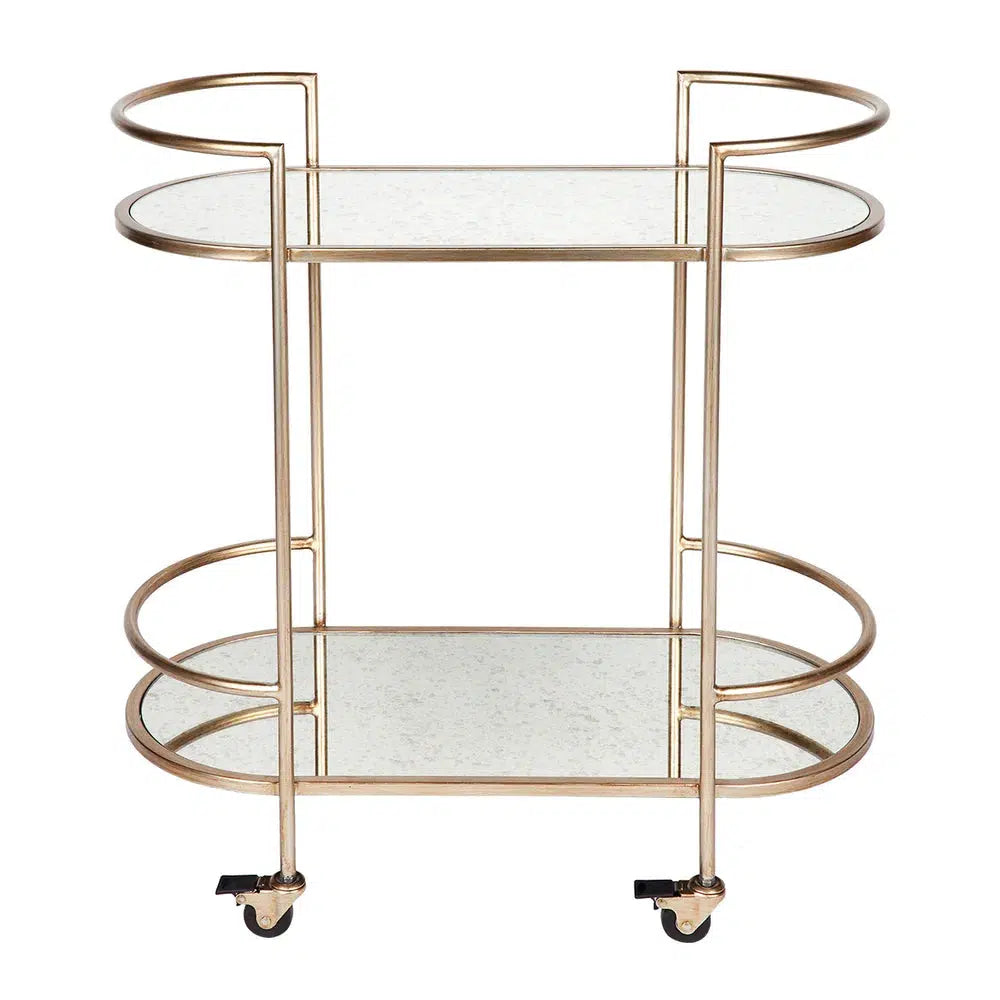 Southside Mirror Bar Cart - Antique Gold