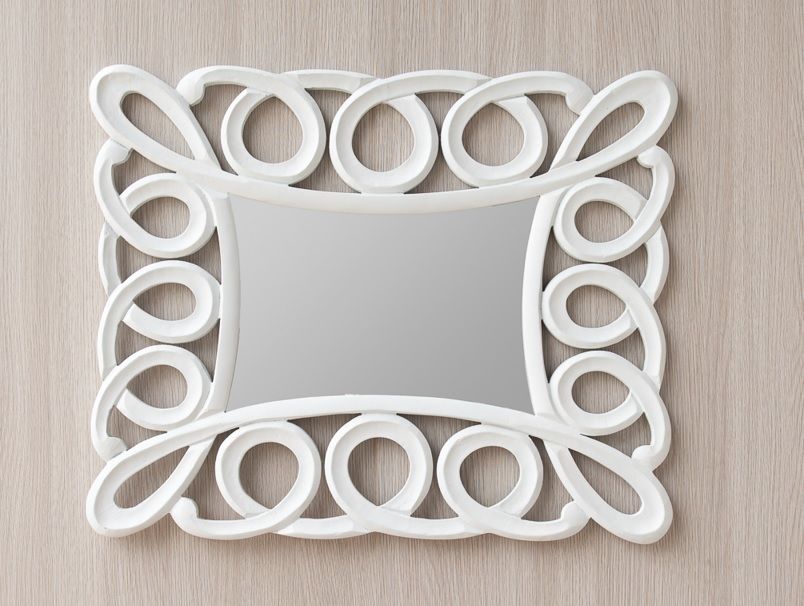 Swirl Edge White Framed Mirror-Mirrors Direct