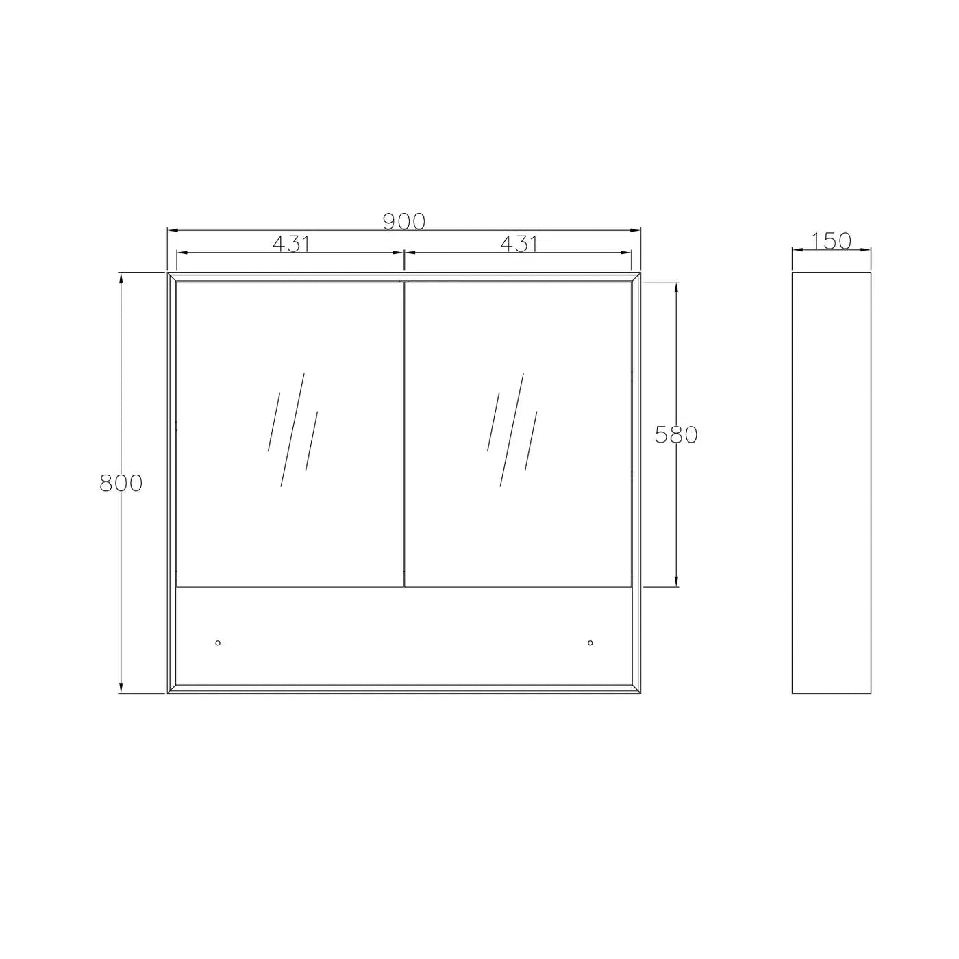 Waldo 2 Door White Shaving Cabinet