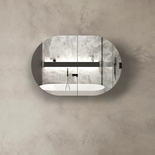 Zara 2 Door Black Oval Shaving Cabinet