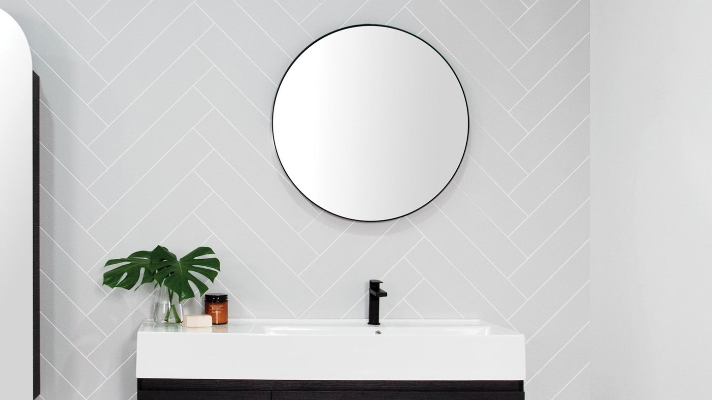 Oasis Black Round Mirror