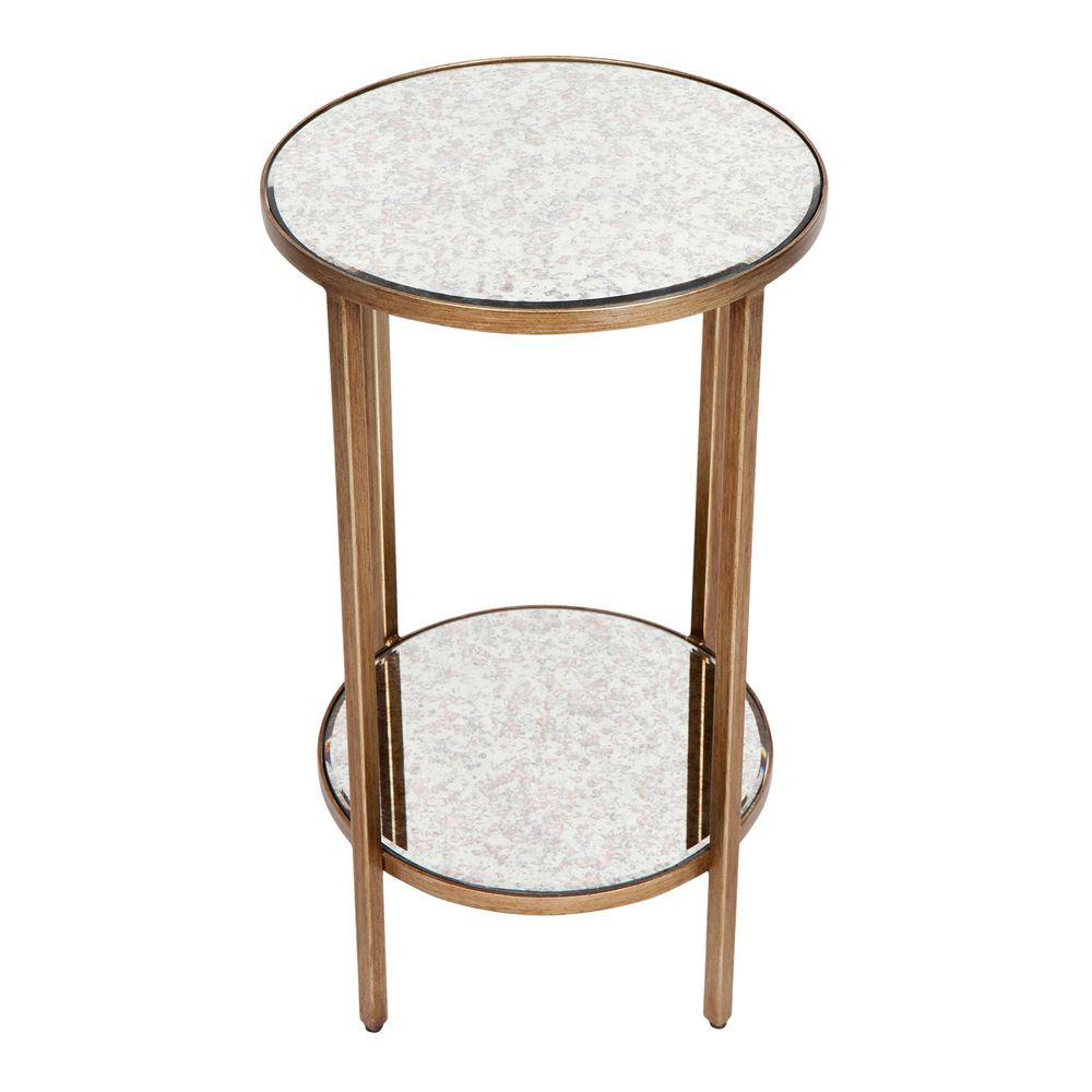 Cocktail Mirrored Side Table - Petite Antique Gold