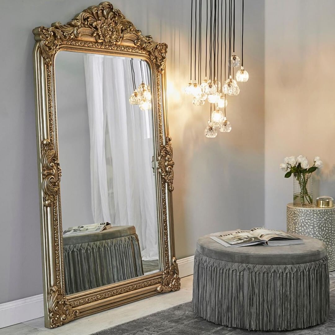 Elizabeth Floor Mirror - Antique Gold