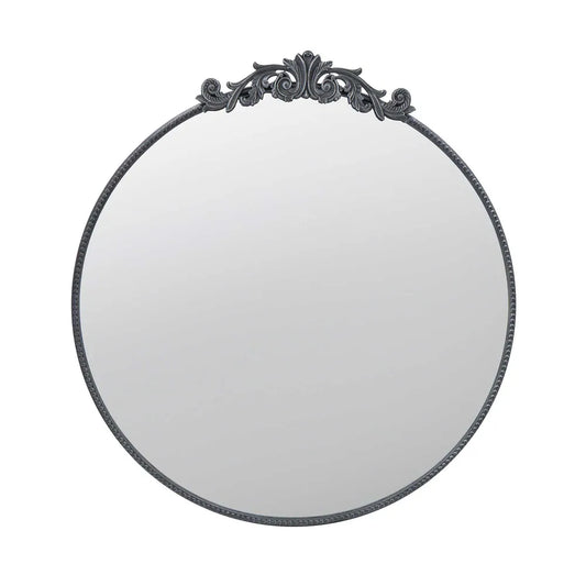 Leah Black Round Mirror